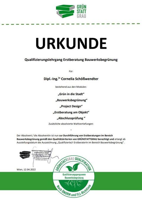 Fassaden- und Dachbegrünung Cornelia Schößwendter