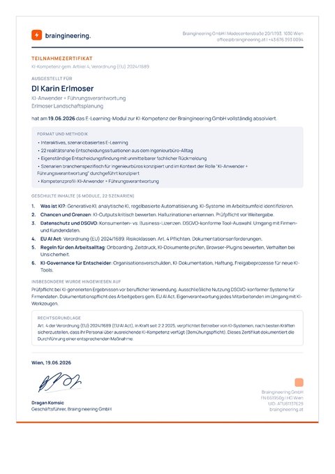 KI-Kompetenzzertifikat DI Karin Erlmoser